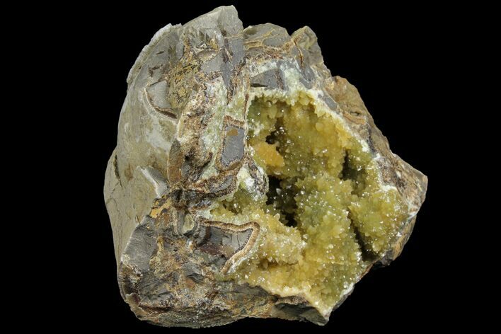 Yellow Crystal Filled Septarian Geode - Utah #97246